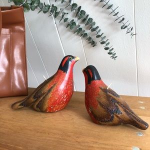 Vintage red candle birds 2 piece